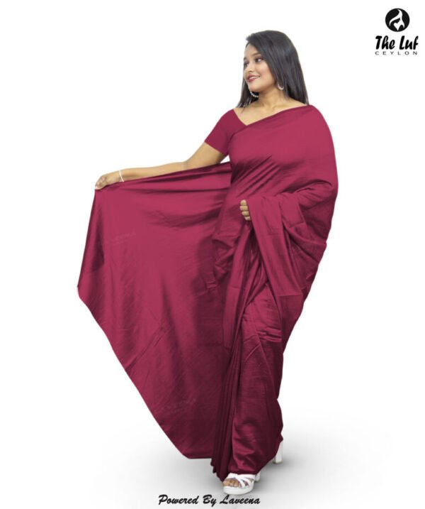 Silk Crape Plain Saree - 401 - Image 4