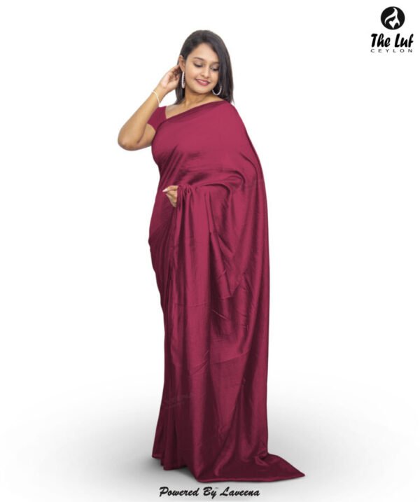 Silk Crape Plain Saree - 401 - Image 3