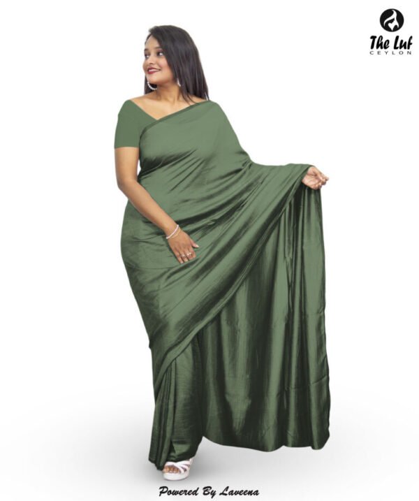 Silk Crape Plain Saree - 402 - Image 3