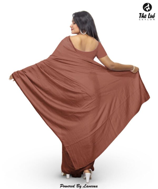 Silk Crape Plain Saree - 406 - Image 3